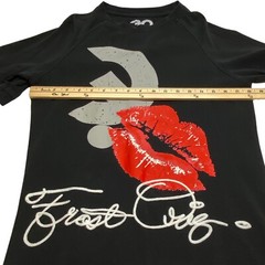 Frost Originals Urban Graphic Printed Black Red Kiss Lips Cotton T Shirt Sz S