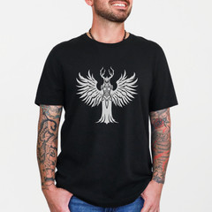 Winged Valkyrie Antler Wings Norse T-Shirt | Viking Graphic Unisex Tee