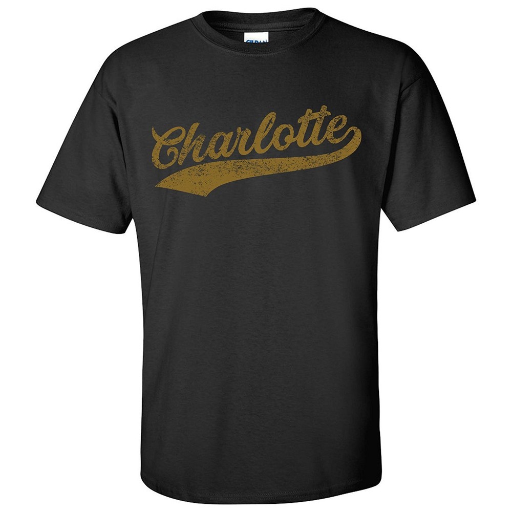 Charlotte City Baseball Script – Sports Team Hometown Baseball T-Shirt – Black