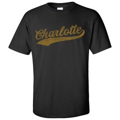 Charlotte City Baseball Script – Sports Team Hometown Baseball T-Shirt – Black