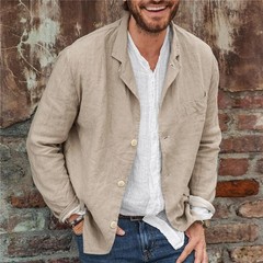Mens Casual Sleeve Shirt Jacket Long Stylish Button Up Lightweight Coat