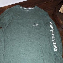 Vineyard Vines Regular Fit Men’s L Green Whale Logo Pocket Crew Neck Knit Tee