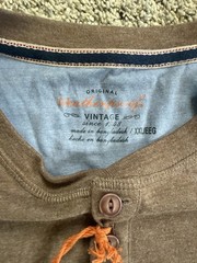 Weatherproof Vintage Men’s Brown Solid Long Sleeve Henley T-Shirt, Button, XXL