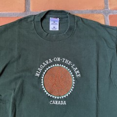 Vintage Fruit Of The Loom Mens L Green T-Shirt Niagara Falls On The Lake Canada