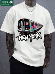 New York Subway Graffiti Graphic T-Shirt Urban Streetwear Casual Tee