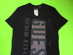 GUESS Los Angeles Mens Short Sleeve T-Shirt Size SMALL Black w/Silver Cotton NEW