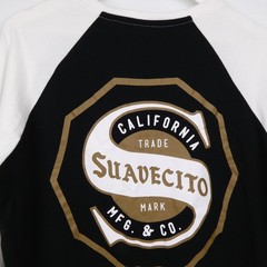 Suavecito California T Shirt Mens Large Black White 3/4 Sleeves 100% Cotton