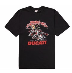 Supreme x Ducati Bike Tee Black Graphic Print Crew Neck Short Sleeve T-Shirt
