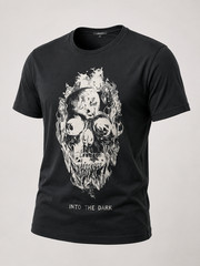 Liberto Men Black Gothic Skull Graphic Tee Size L Condition Varies