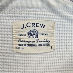 J Crew Men Vintage Thermal Shirt White Waffle Knit Cotton Large Utility Gorpcore