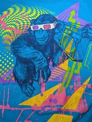 Vintage AAA T Shirt Small Raver Monkey Graphic Print Blue Tee Boom Box Music