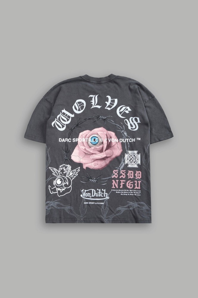 Darc Sport x Von Dutch NFGU Premium Oversized Tee Wolf Gray Pink Rose Medium