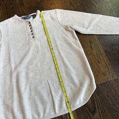 Vtg 90s Shaver Lake Knit Henley Mens S Cream Ribbed Thermal Pullover Sweater