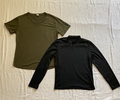 Lot of 2 Mens Size Small Various Brands Long Sleeve Black and Short Sleeve Green