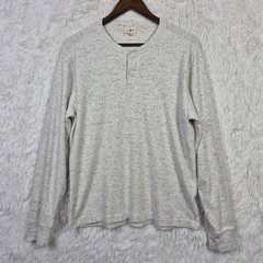 J Crew Heritage Brushed Jacquard Rib Knit Henley Mens M Beige Speckled Oarsman