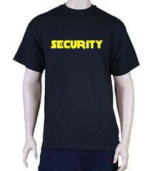 Print Front & Back Security T-Shirt Men’s Event Staff Tee Black Neon Yellow