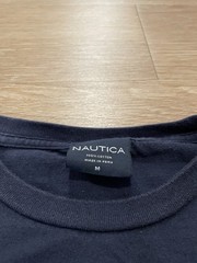 Vintage 90s Nautica Mens Medium Tshirt Navy Blue Surfer Classics Surfboard Retro