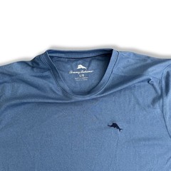 Tommy Bahama Mens Large Blue Performance Shirt Athletic Stretch Short Sleeve Tee