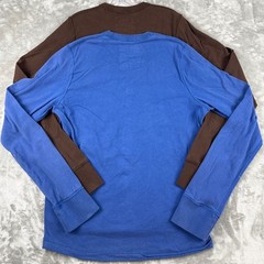 Hollister Mens Long Sleeve T-Shirt 2 Pack Blue Brown Malibu Laguna Graphic L
