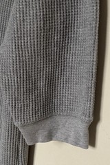 UNIQLO Mens Medium Waffle Knit Thermal Top Grey 3/4 Length Short Sleeves