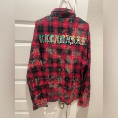 Valabasas v bleached patchwork men flannel shirt Sz L