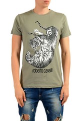 Roberto Cavalli Men’s Gray Graphic Print T-Shirt Sz S M L XL 2XL