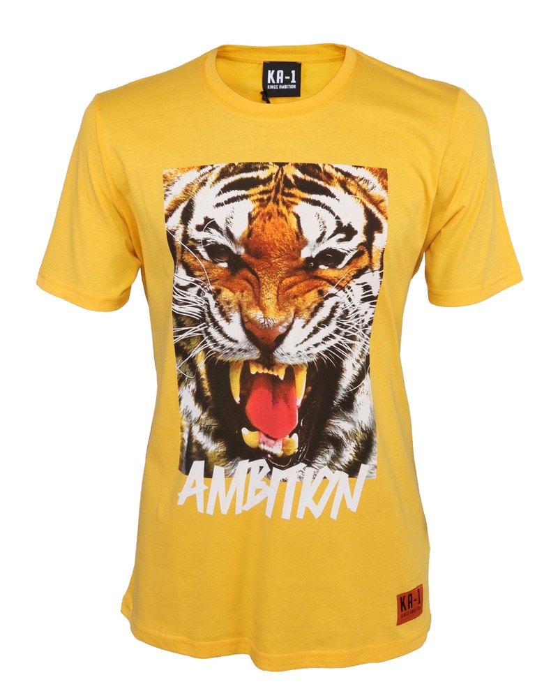 NWT KA-1 King’s Ambition T-SHIRT yellow short sleeve cotton luxury UAE M