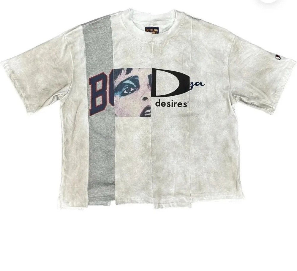 Bottega Desires Men’s Graphic Logo Crew Neck T-Shirt White/Gray Short Sleeve S