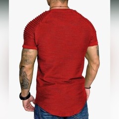 COOFANDY Mens Raglan Pleated Sleeve Muscle Fit Gym & Training T-Shirt Red XL