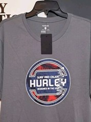 Hurley Mens Usa Tropic Short Sleeve Graphic T-Shirt Sz XL Stone Grey