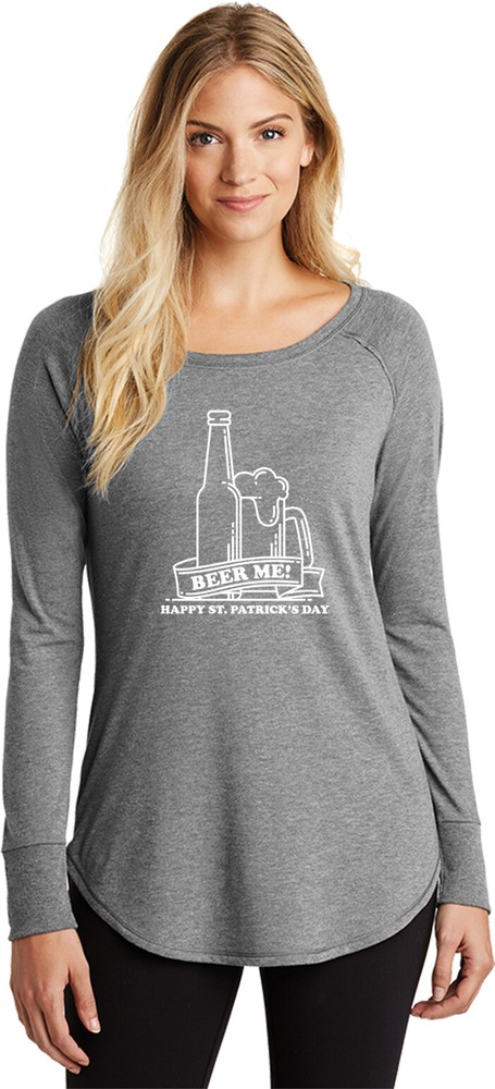 St Patricks Day Beer Me Ladies Tri Blend Long Sleeve Shirt