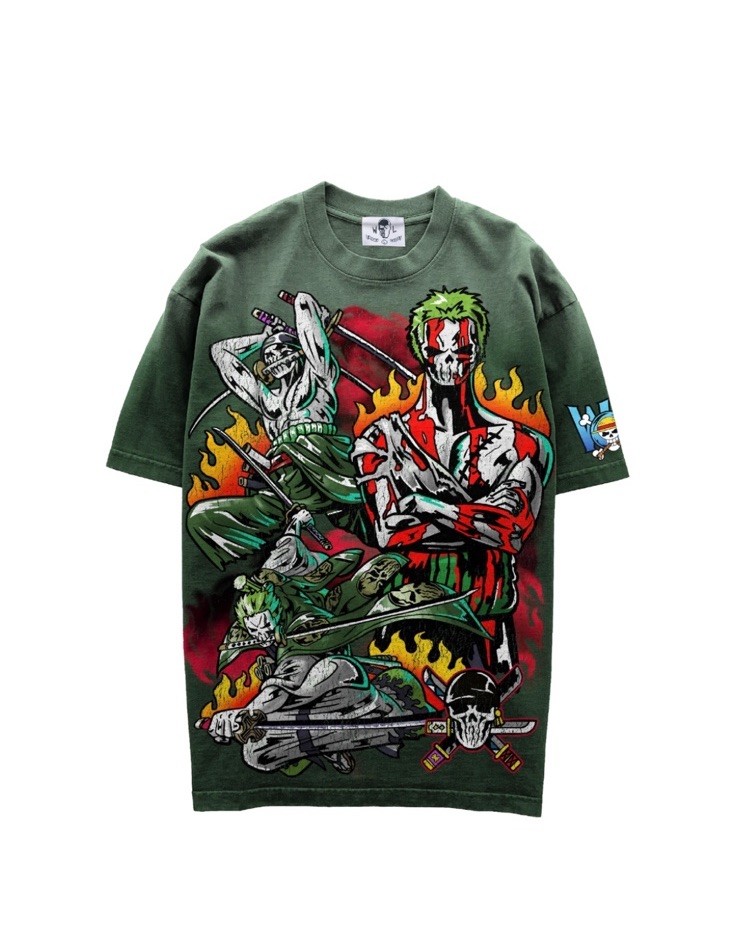 Warren Lotas X One Piece Anime Zoro Zorro Sword Guy T-Shirt Tee Sunfaded New L