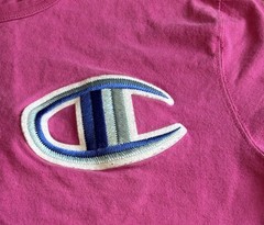 CHAMPION LIFE FLOSS STITCH C LOGO HERITAGE TEE SHIRT PEONY PINK MENS SIZE LARGE
