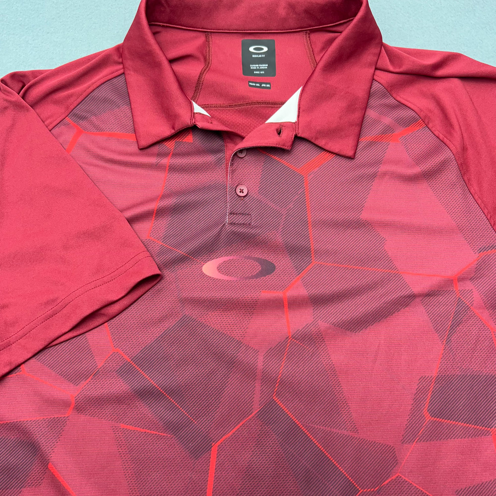 Oakley Men’s 2XL (XXL) Red Graphic/Abstract Golf Polo Short Sleeve Performance