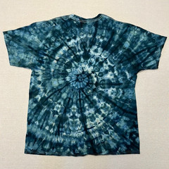 Blue and Green Spiral ICE DYED TIE DYE Tee Adult XL Boho Hippie Festival Retro