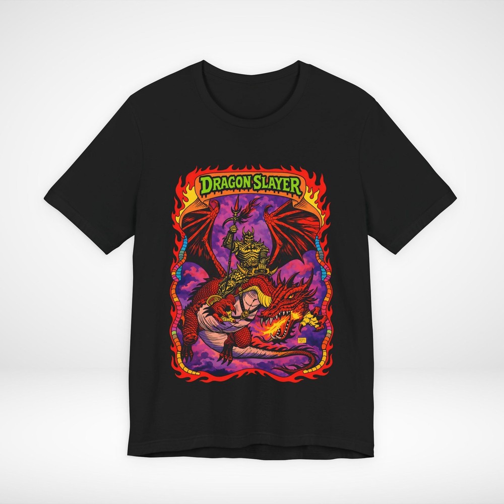 Dragon Slayer Knight Retro Neon tee DnD Fantasy dragon knight illustration