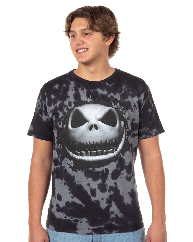 Nightmare Before Christmas T Shirt Mens Jack Front And Back Tie Dye Tee (L)