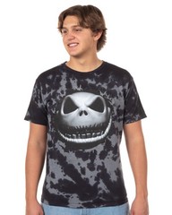 Nightmare Before Christmas T Shirt Mens Jack Front And Back Tie Dye Tee (L)