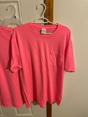 NEW WITHOUT TAGS LOT OF 6 UNISEX SIZE XL HANES SAFETY PINK POCKET T-SHIRTS