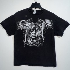VTG Dreamcatcher American Indian Wolf Shirt Men’s L Liquid Blue Print Delta Pro