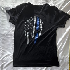 Gildan Performance Black Polyester Jersey Punisher Flag Graphic Men’s T-Shirt M