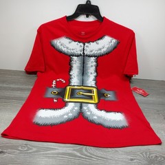NWT Holiday Time Men’s Red Santa Suit Looking Short Sleeve T-Shirt Size Large