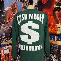 Vintage 90s BG Cash Money Millionaires Long Sleeve Shirt Green Rap Tee Sz Large