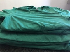 Bella + Canvas cvc 3001 color Grass Green, 50/50 cotton, polyester blend size S.