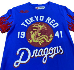 Iro-Ochi Japanese Graphic Dragon Mens Shirt Blue Red Tokyo M Embroidered Velvet