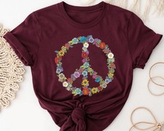 Flower Peace Sign Shirt Boho Floral Peace Symbol Tee Nature Lover Gift