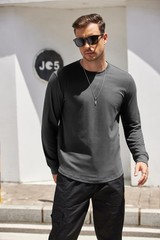 2 Pack T Shirts for Men Long Sleeve Cotton Hipster Hip Hop Longline Crewneck …