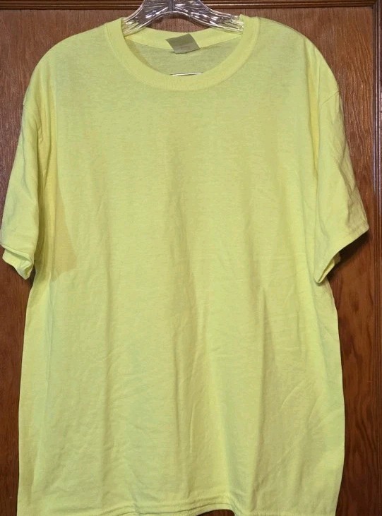 Hanes Ecosmart Short Sleeve T-Shirt Yellow sz Large 5170 LOT of 4