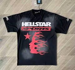 Official Hellstar Men’s L Black Graphic Print Crew Neck Short Sleeve Cotton