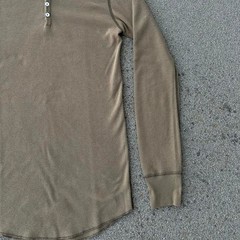 Vintage Y2K American Apparel Dexter Morgan Henley Thermal Green Medium USA Made